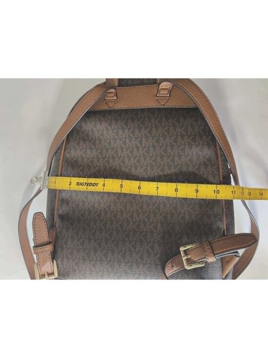Michael Kors Abbey Medium Backpack Brown Multi Logo Yellow Stripe NEW main image 5